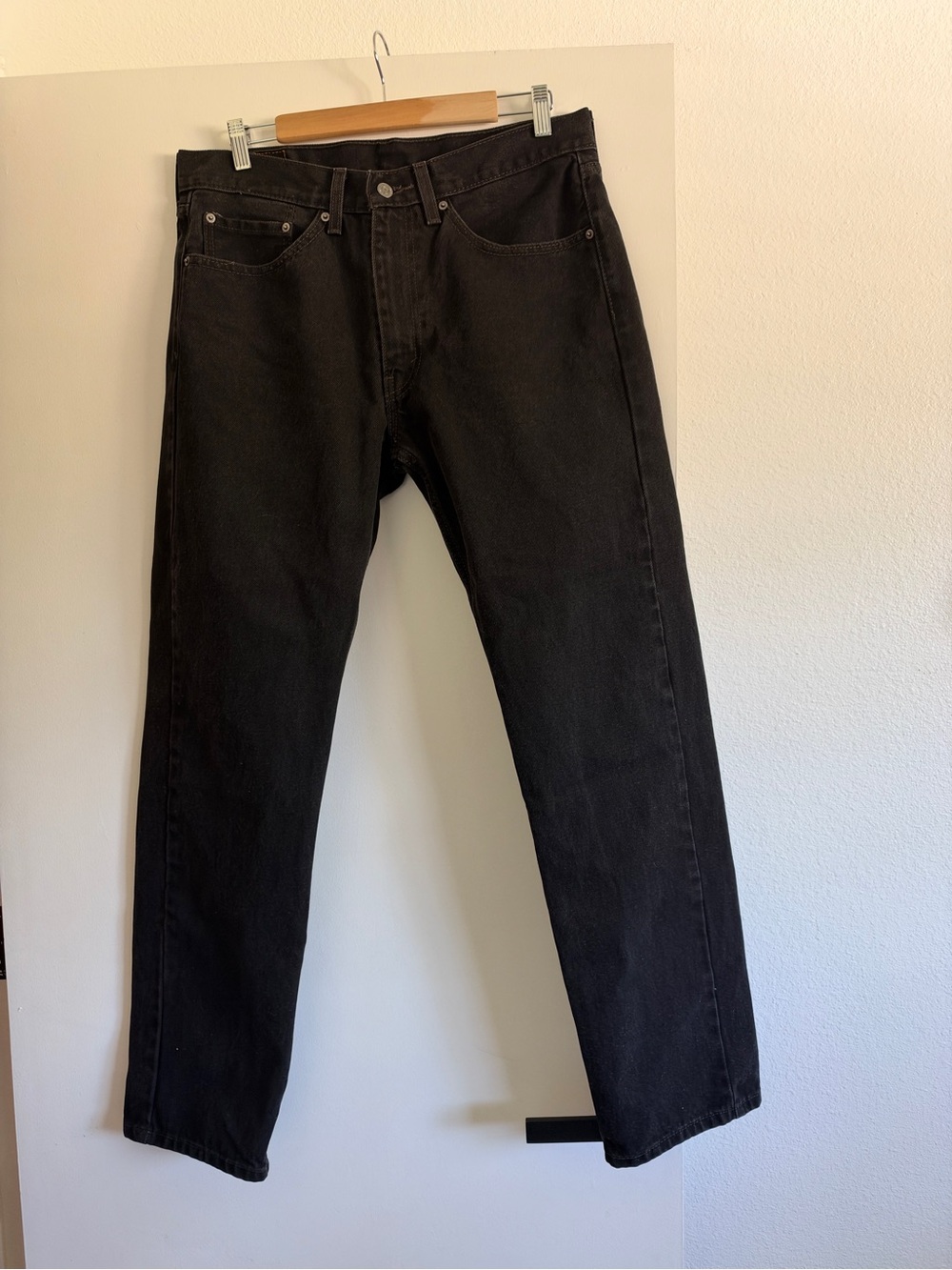 Levi's 505 Regular Fit Straight Black Denim Jeans 34x32